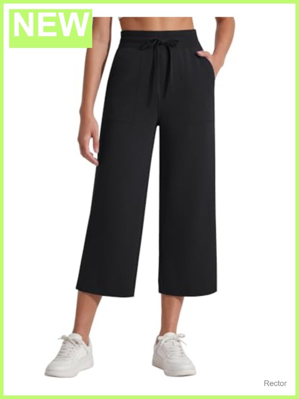 Wide Leg Capri Pants High Waisted Drawstring Lounge Pants with Pockets